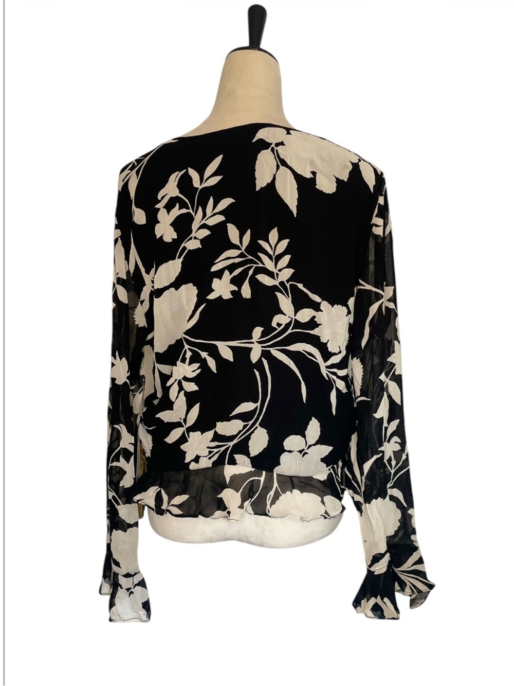 90s Deadstock Temptation Floral Ruffle Tie Front Shrug Cardigan XL NWT - Picture 3 of 5